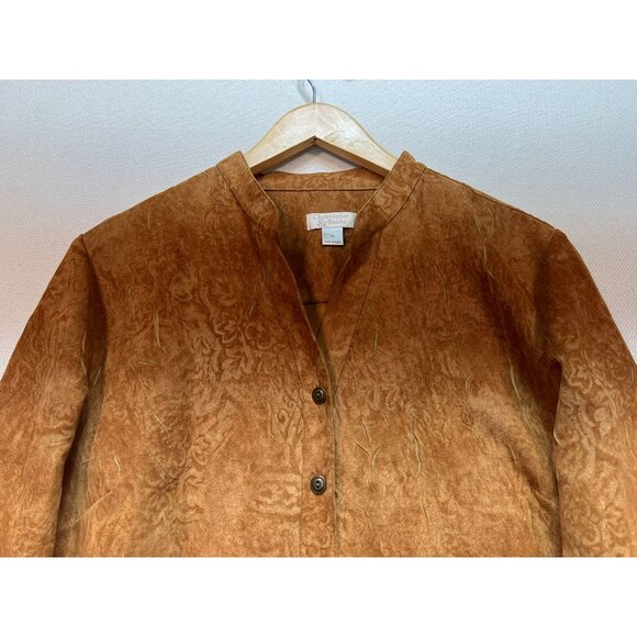 Christopher & Banks Women's Dress Shirt Long Sleeve Sz XL Brown Floral Button Up - Picture 5 of 12